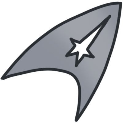 The Star Trek Starfleet logo in silver, with a dark grey outline.